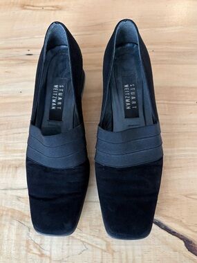 Stuart Weitzman Black Suede Slip-On Low Heels Size 7.5